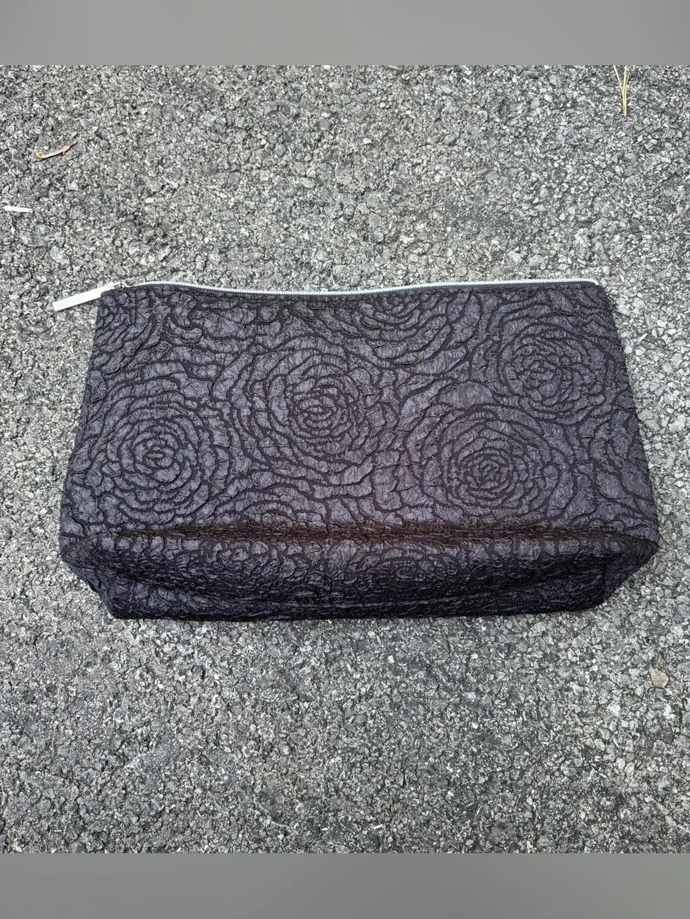 Lancôme Paris Black Textured Floral Jacquard Cosmetic Bag Makeup Clutch